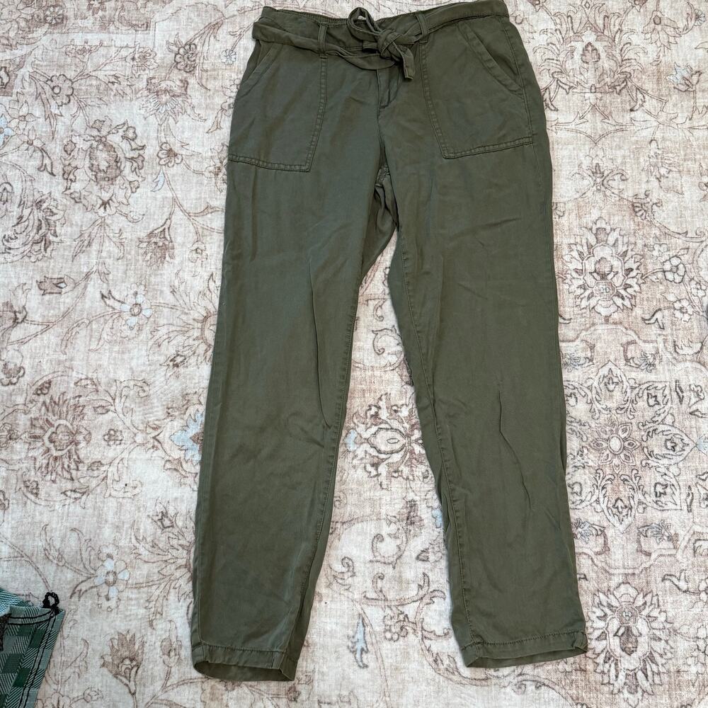 Style & Co Green Casual Belted Straight Leg Lyocell Pants Womens 4 EUC